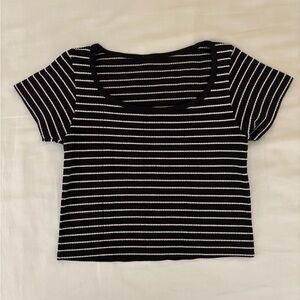 Striped Black and White Women's Top